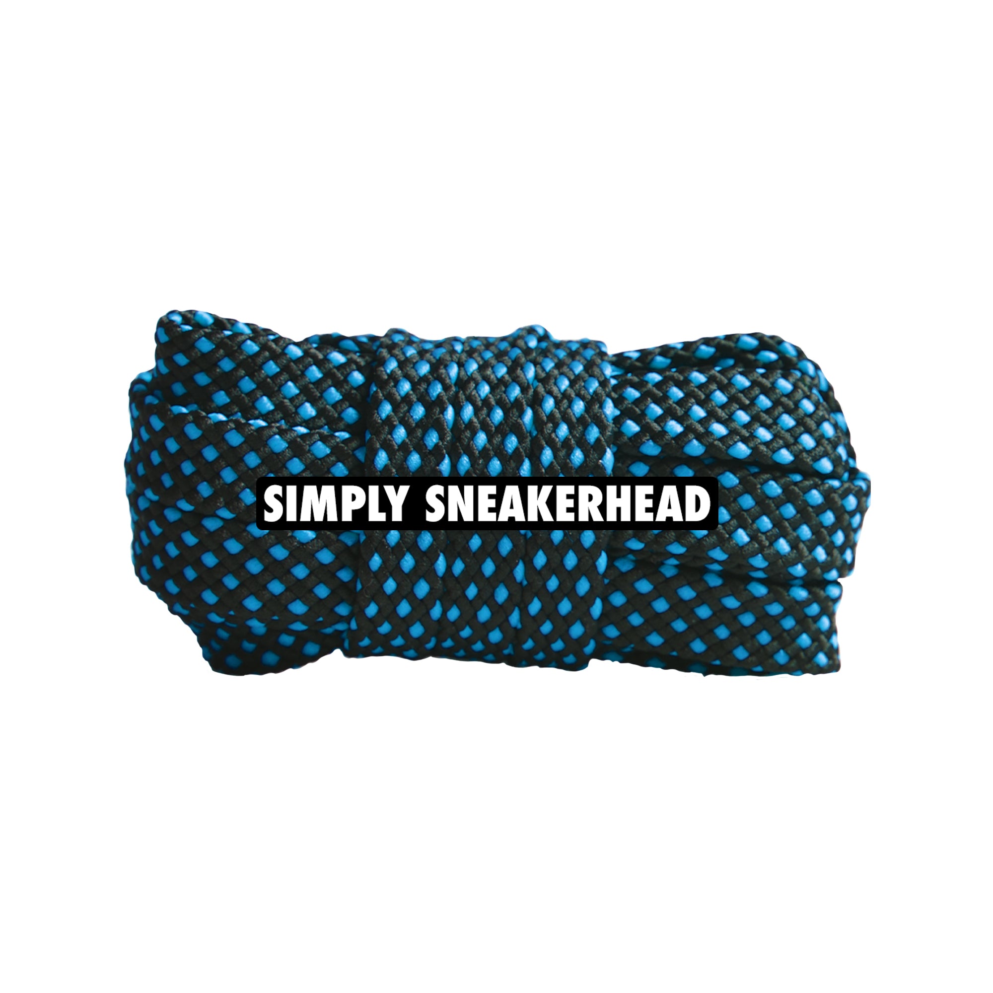 Black / Baby Blue Premium Dot Pattern Flat Shoelaces