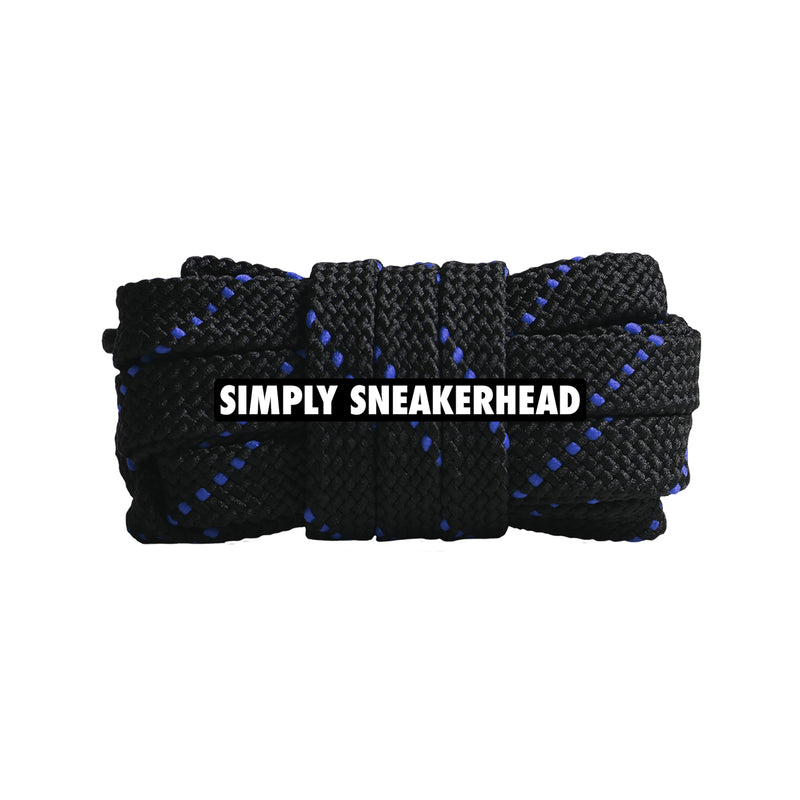 Black / Blue Premium Pattern Flat Shoelaces