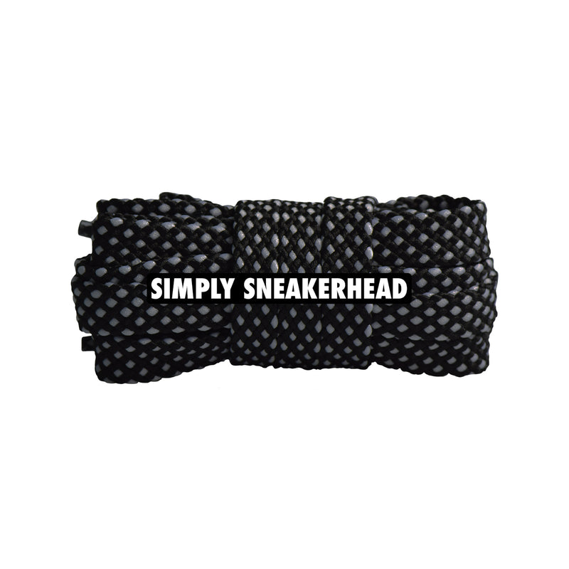 Black / Grey Premium Dot Pattern Flat Shoelaces