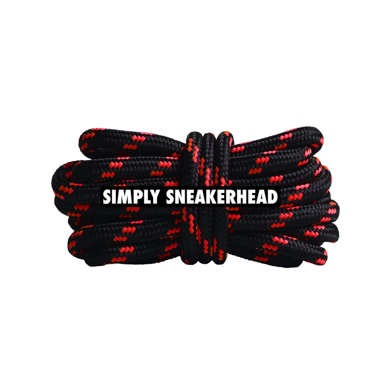 Black / Red Thin Round Pattern Shoelaces