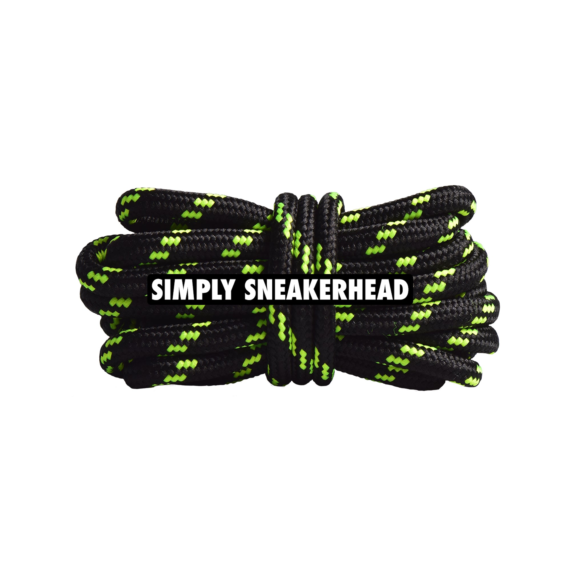 Black / Volt Thin Round Pattern Shoelaces