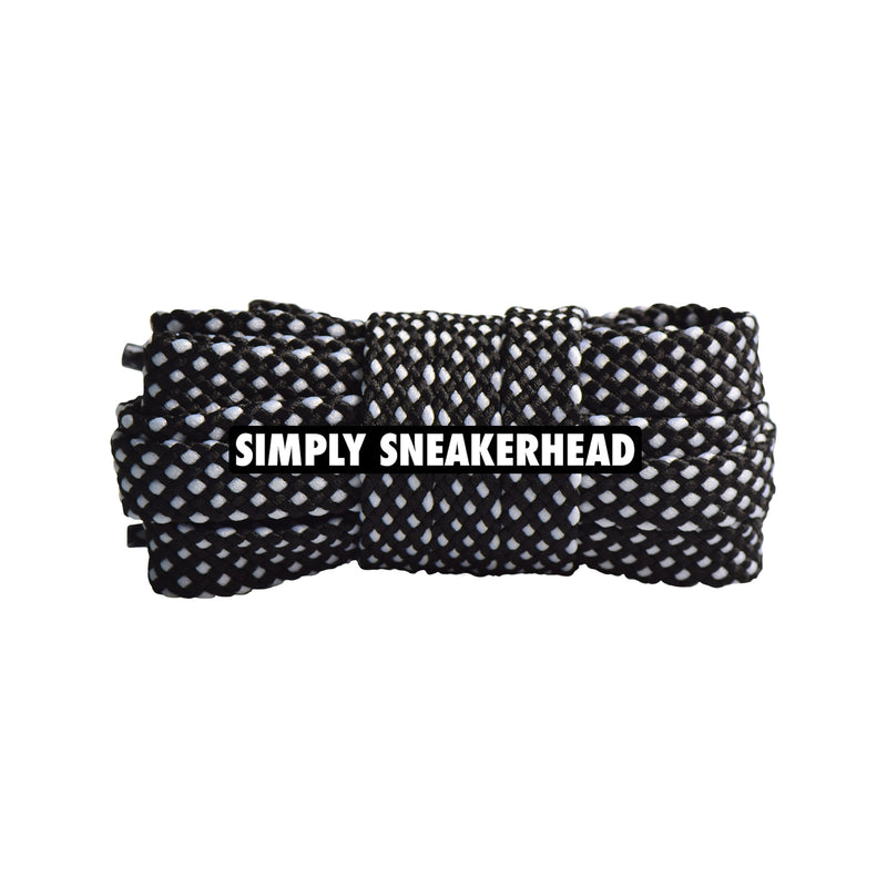 Black / White Premium Dot Pattern Flat Shoelaces