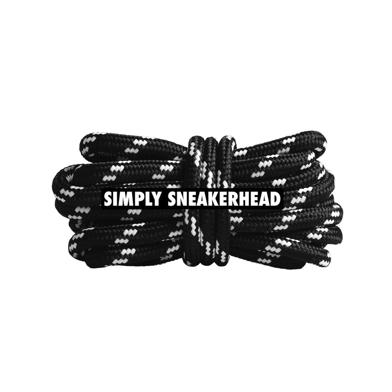 Black / White Thin Round Pattern Shoelaces