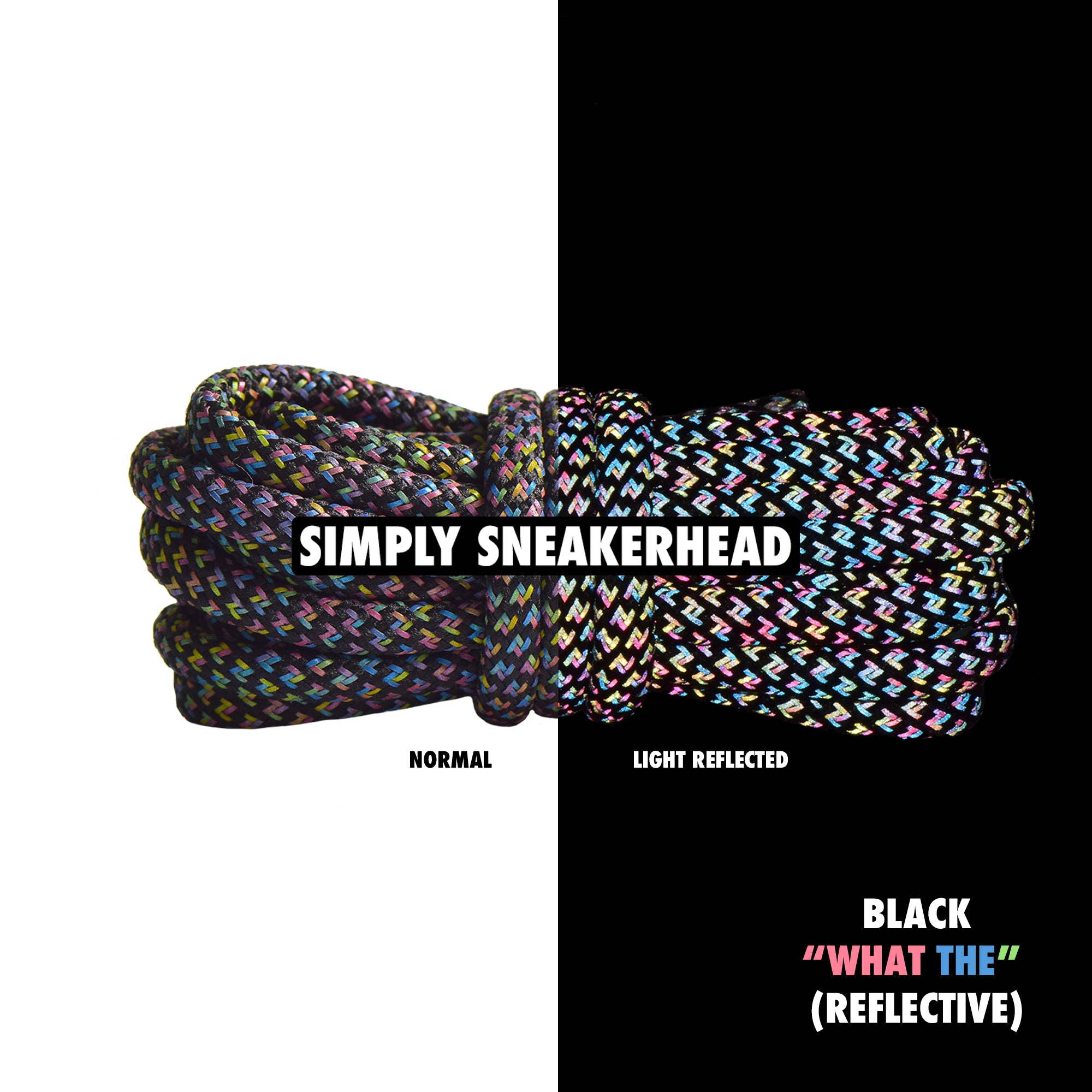 Black "What The" Reflective 350 Boost Rope Shoelaces