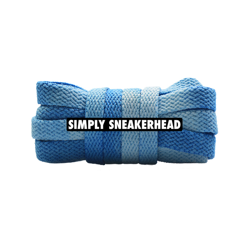 Blue Faded Premium Flat Shoelaces