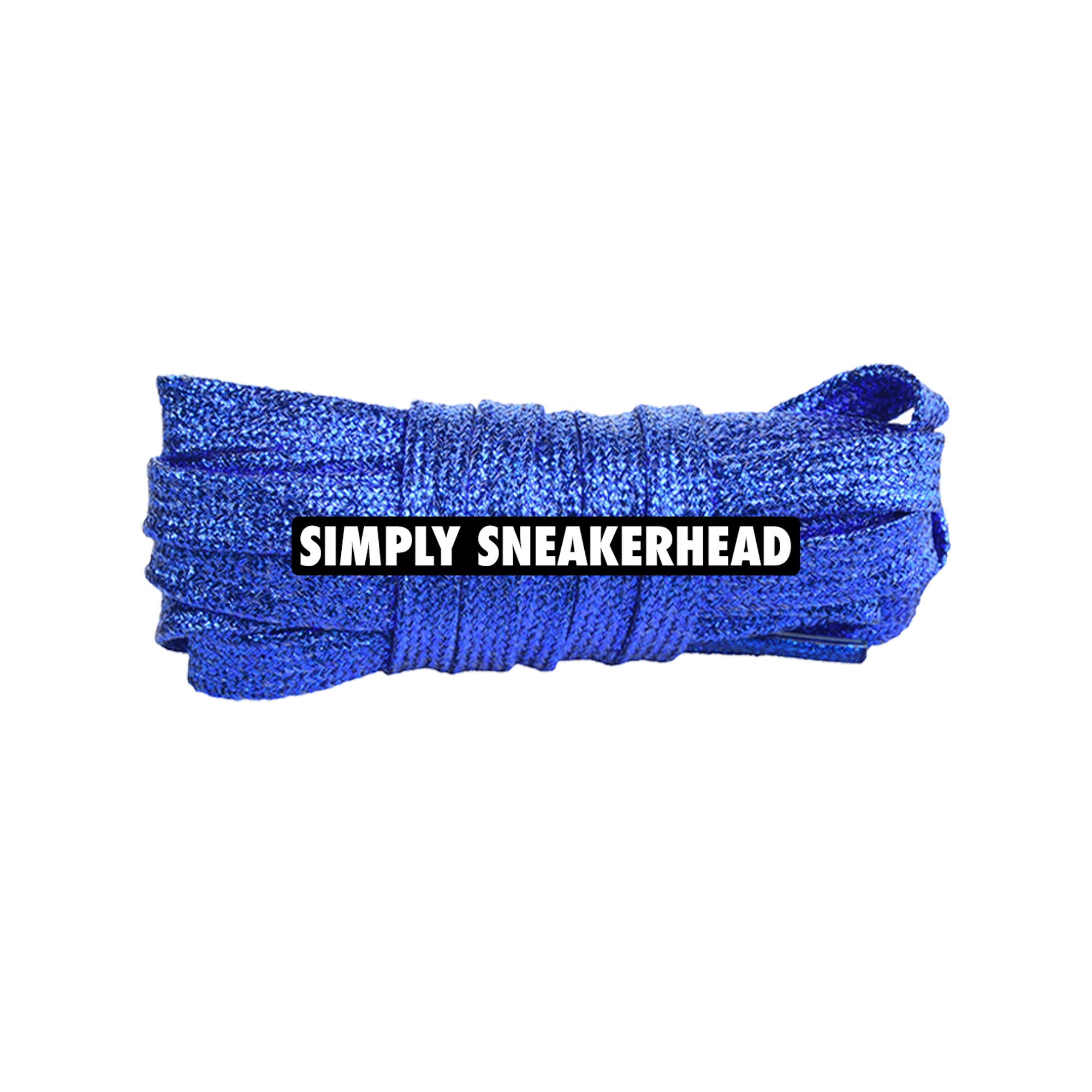 Blue Slim Flat Glitter Shoelaces