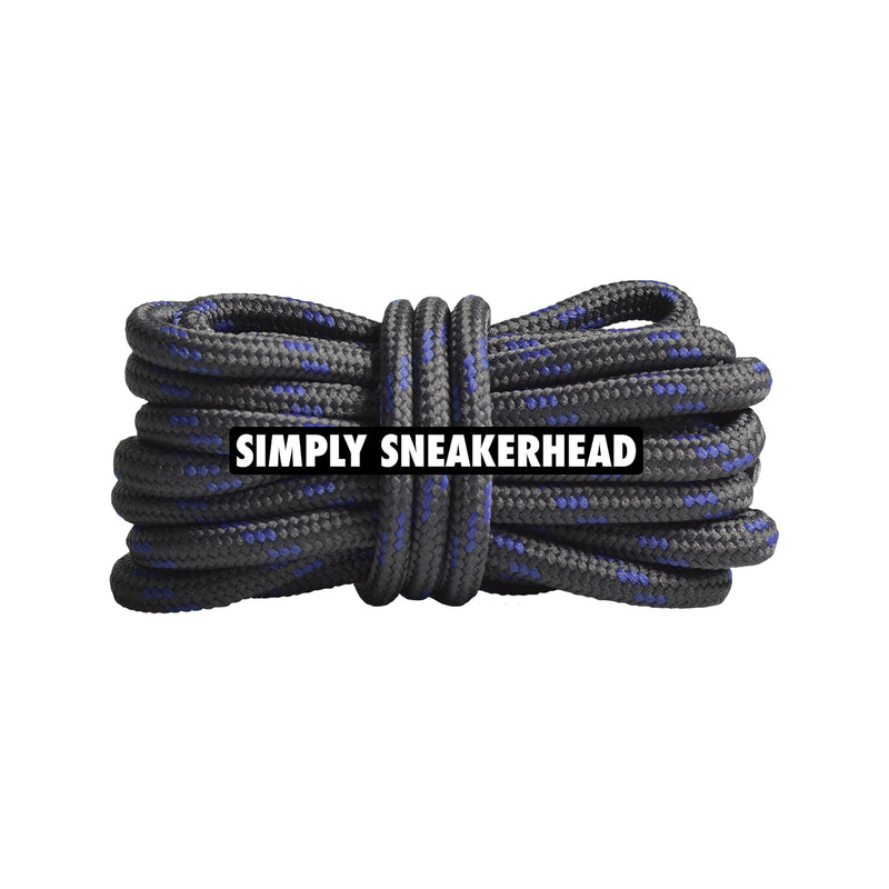 Charcoal / Blue Thin Round Pattern Shoelaces