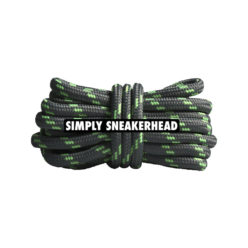 Charcoal / Volt Thin Round Pattern Shoelaces