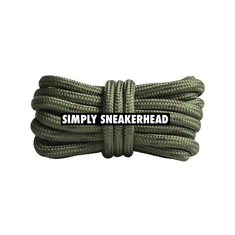 Combat Green / Brown Thin Round Pattern Shoelaces