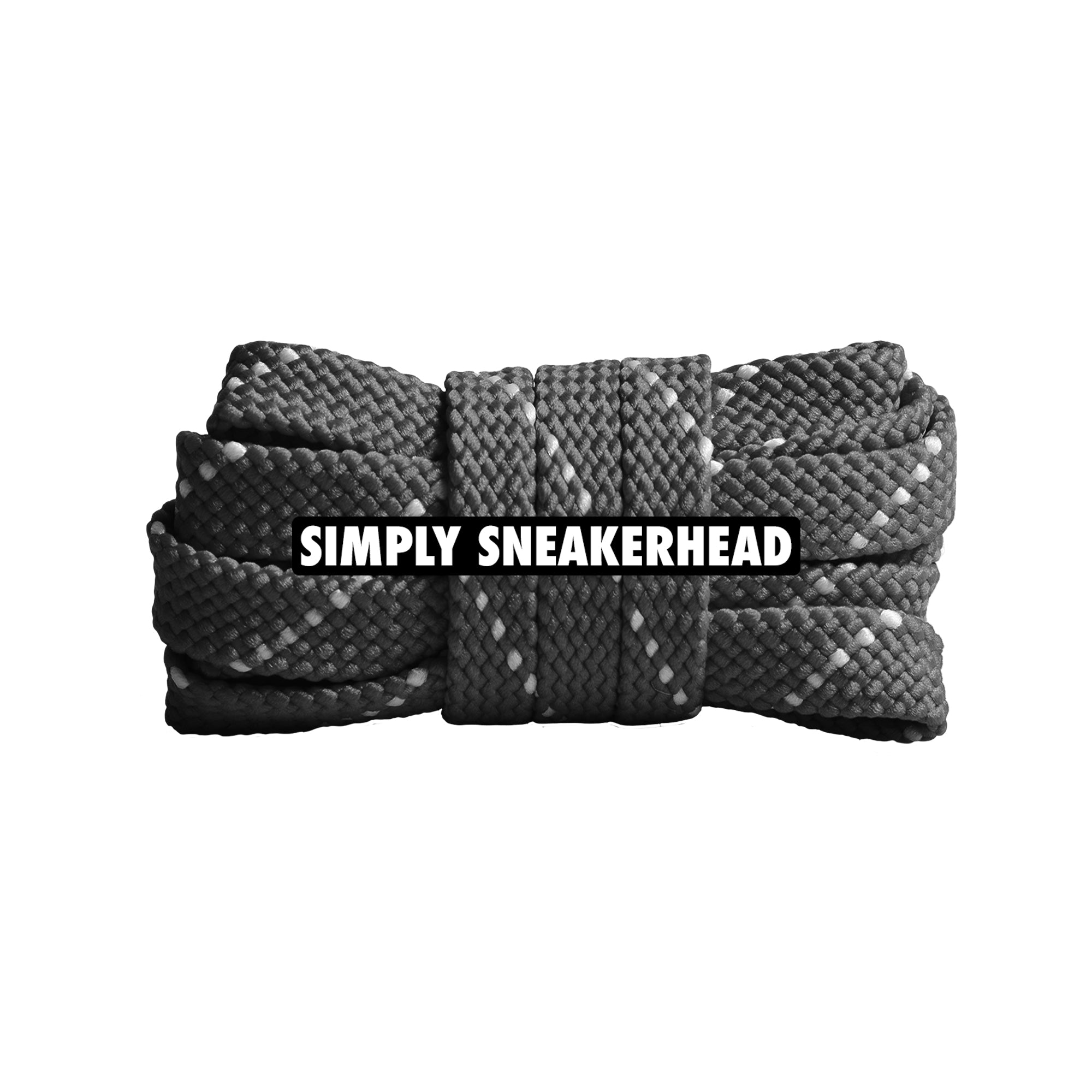 Deep Grey / White Premium Pattern Flat Shoelaces