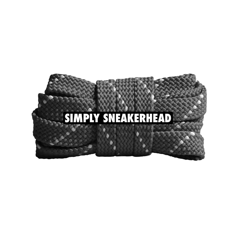 Deep Grey / White Premium Pattern Flat Shoelaces