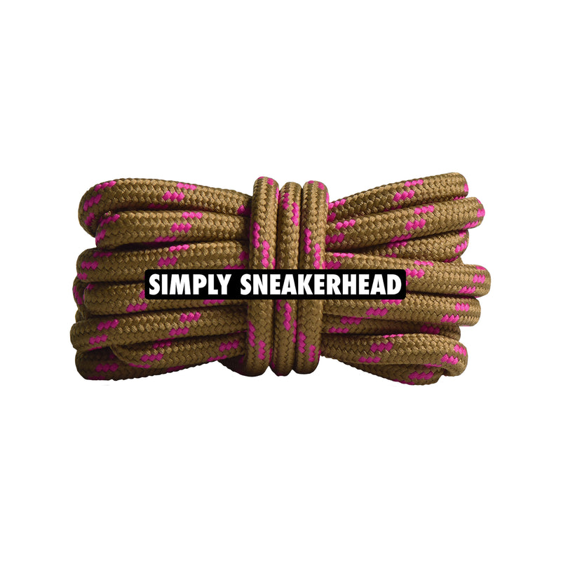 Golden Brown / South Beach Pink Thin Round Pattern Shoelaces