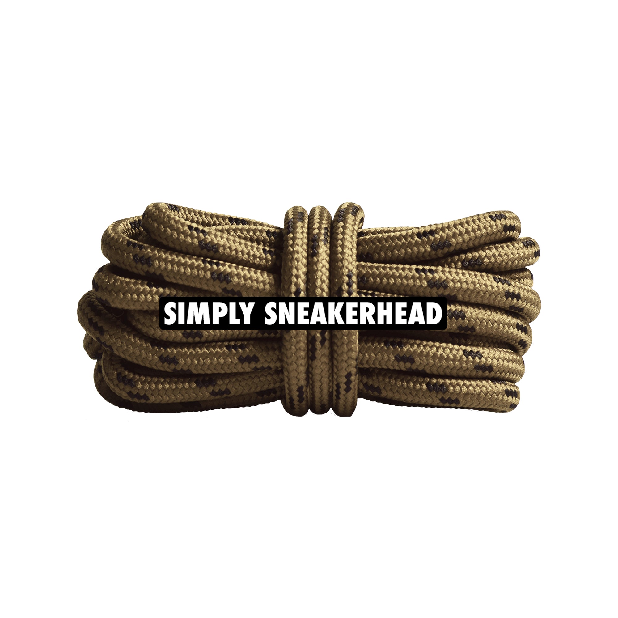 Gold Khaki / Black Thin Round Pattern Shoelaces