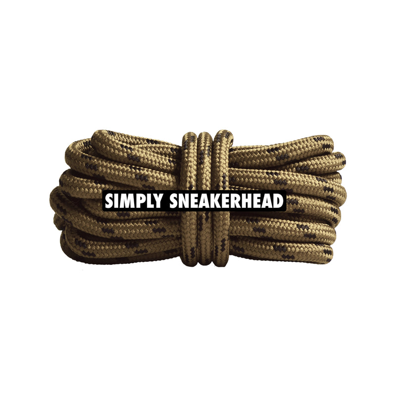 Gold Khaki / Black Thin Round Pattern Shoelaces