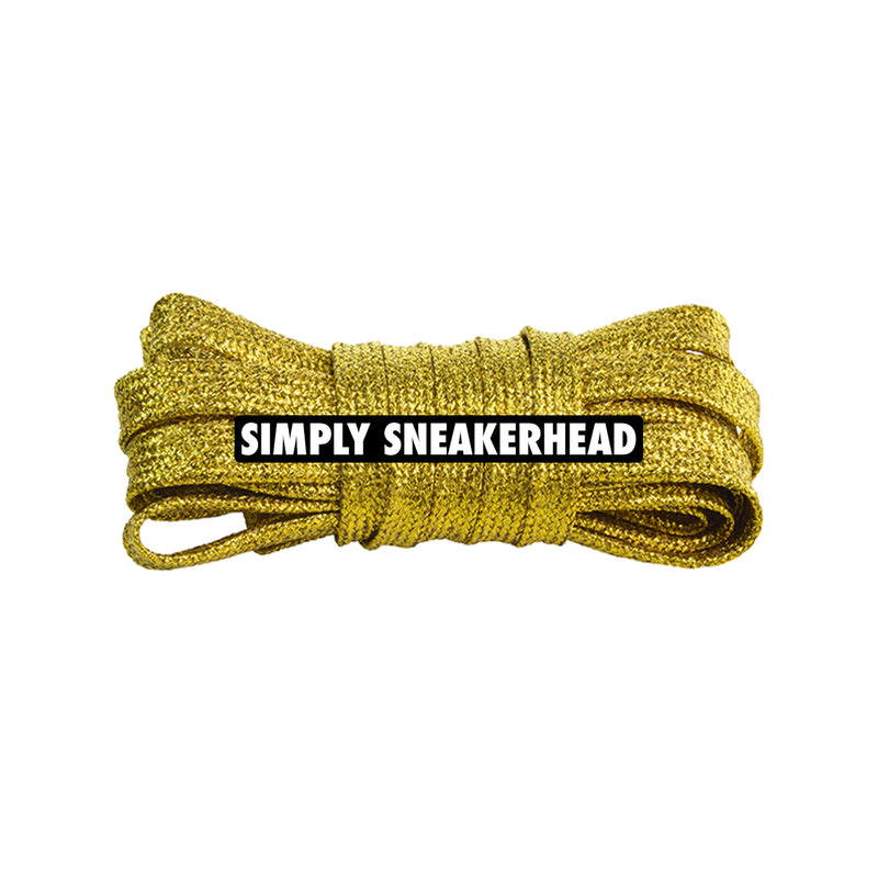 Gold Slim Flat Glitter Shoelaces