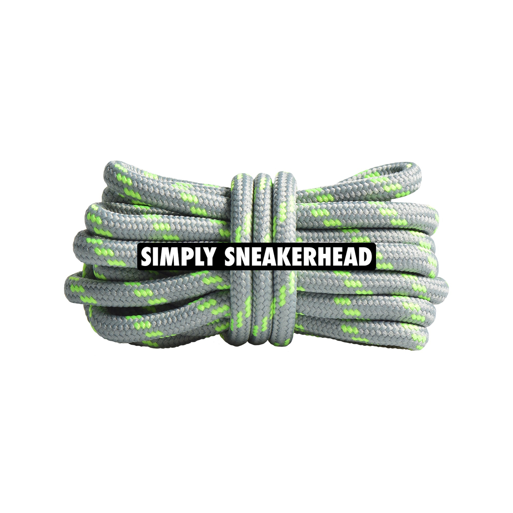 Grey / Volt Thin Round Pattern Shoelaces