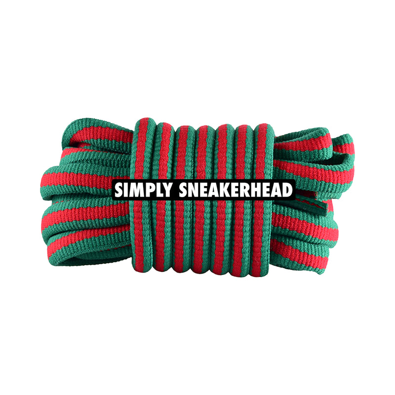 LTD Green / Red Racer Oval Shoelaces