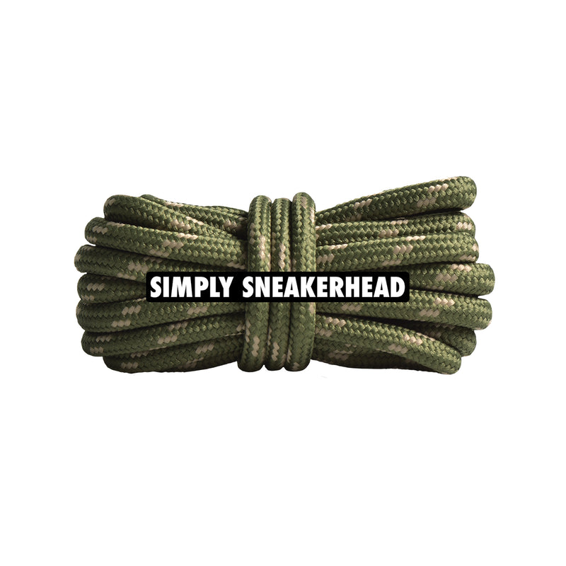 Olive / Khaki Thin Round Pattern Shoelaces