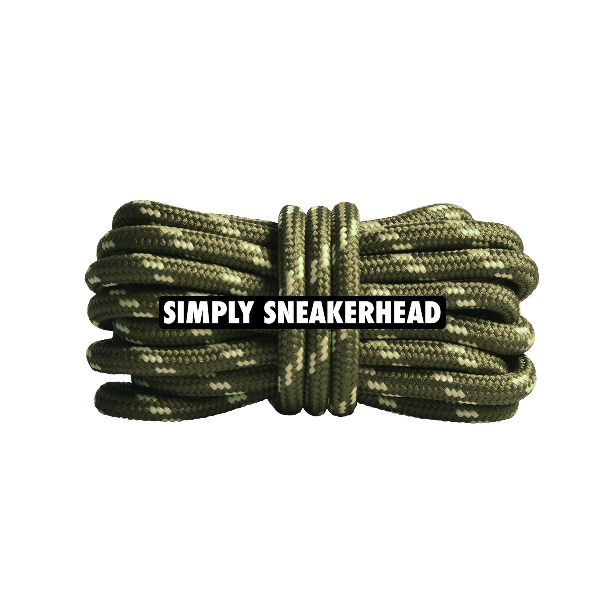 Olive / Pale Yellow Thin Round Pattern Shoelaces