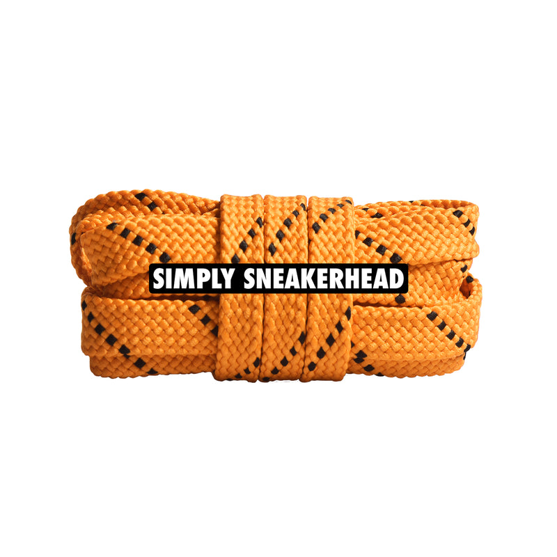 Orange / Black Premium Pattern Flat Shoelaces