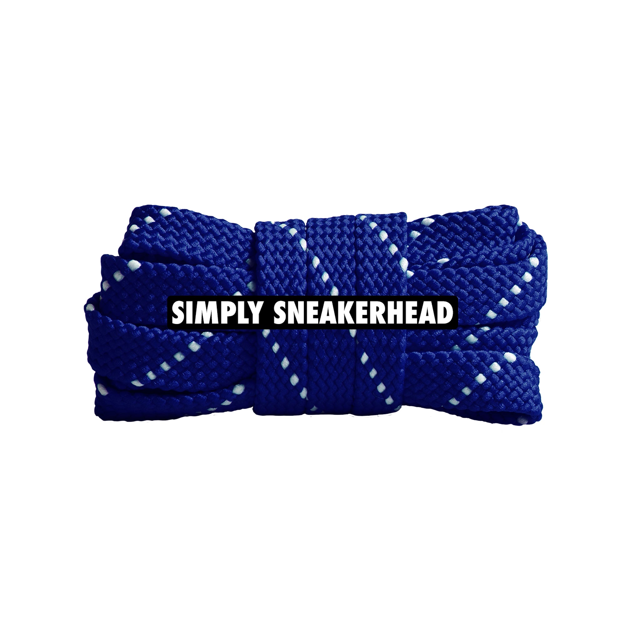 Royal Blue / White Premium Pattern Flat Shoelaces