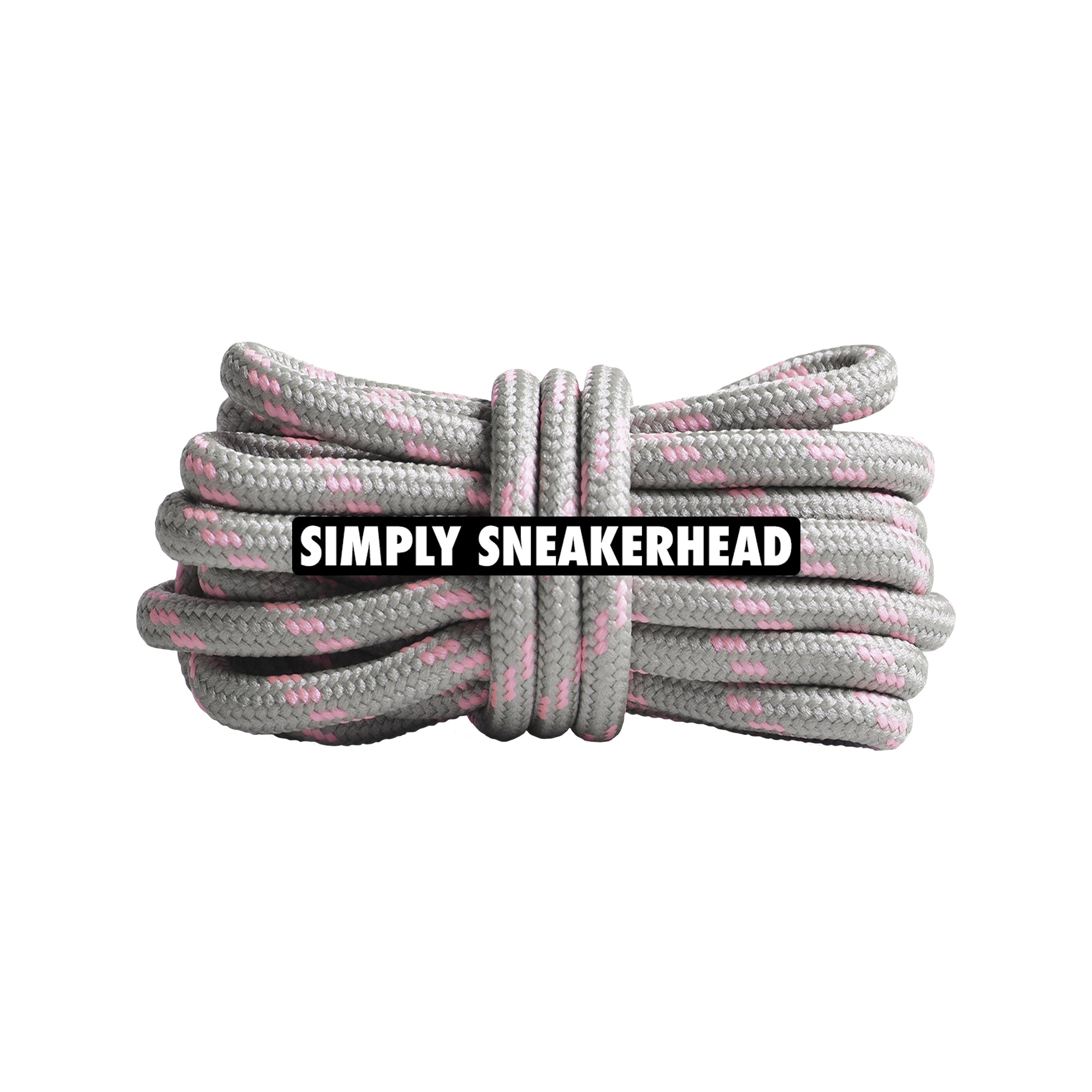 Silver Grey / Pink Thin Round Pattern Shoelaces