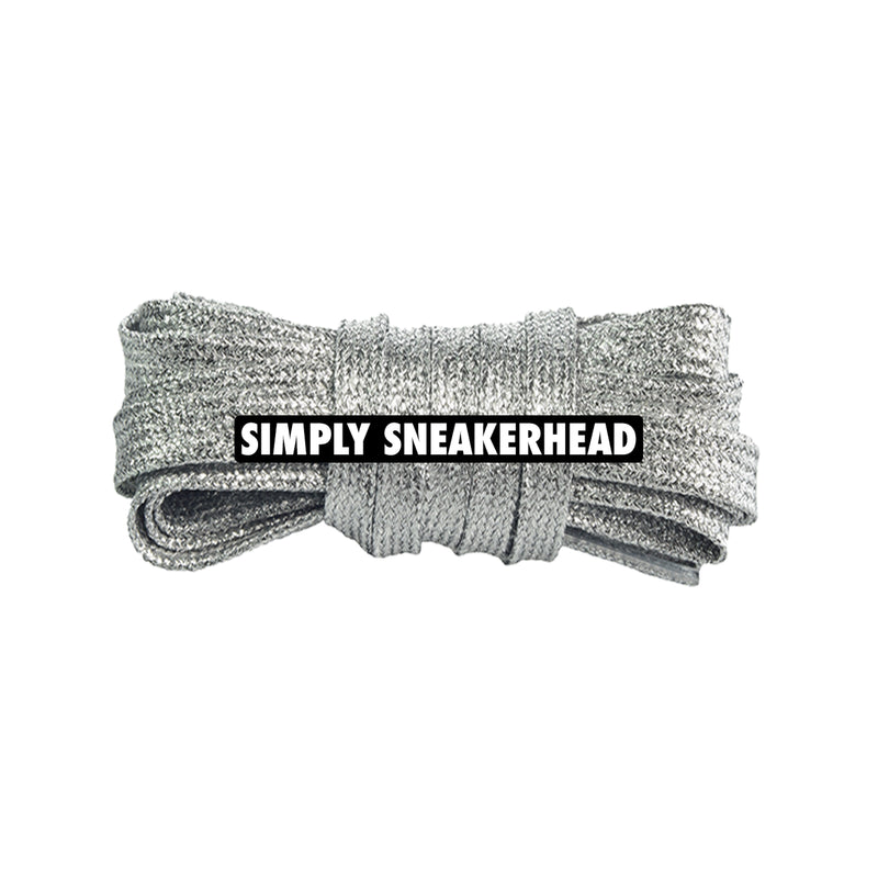 Silver Slim Flat Glitter Shoelaces