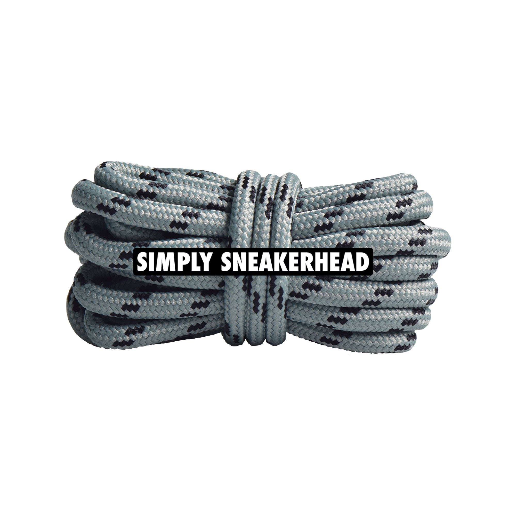 Stone Grey / Black Thin Round Pattern Shoelaces