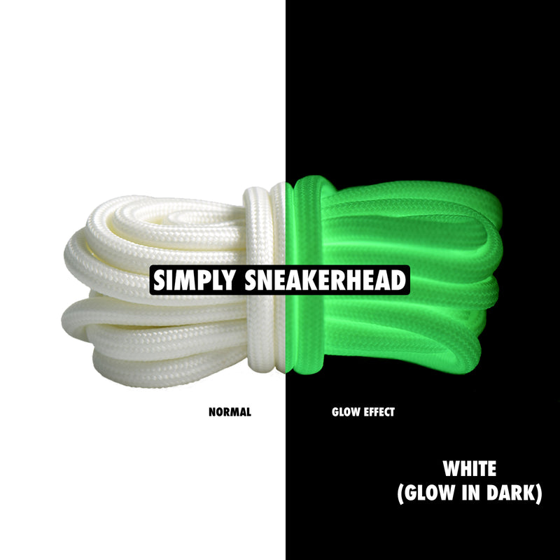 White Glow In Dark Luminous 350 Boost Rope Shoelaces