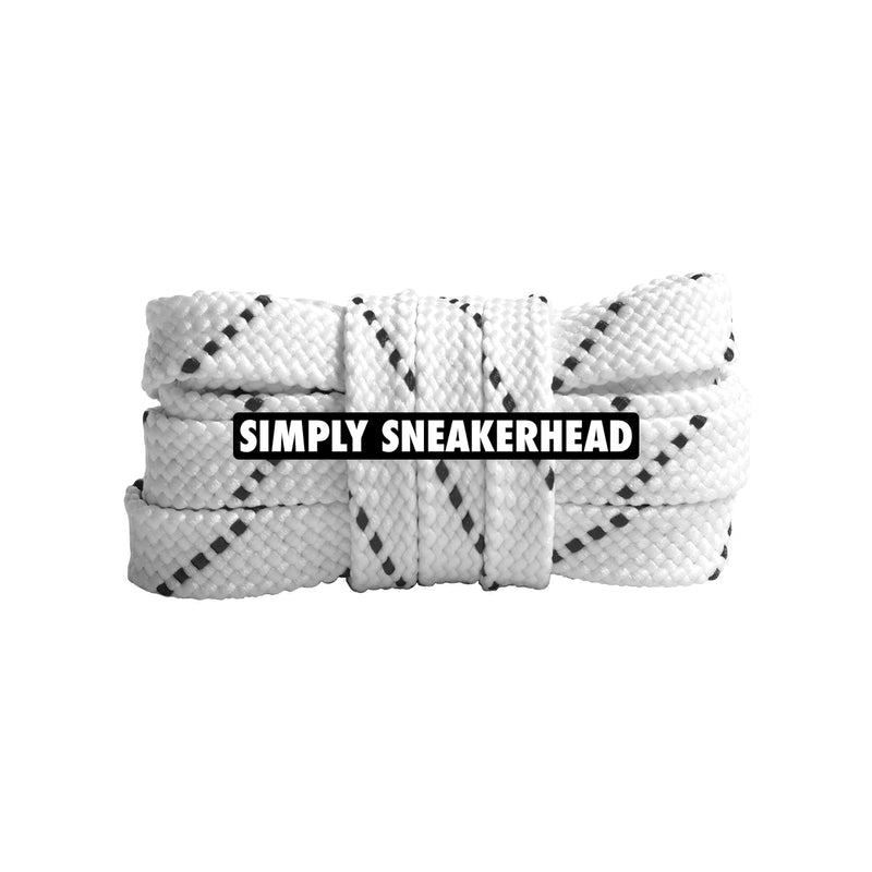 White / Black Premium Pattern Flat Shoelaces