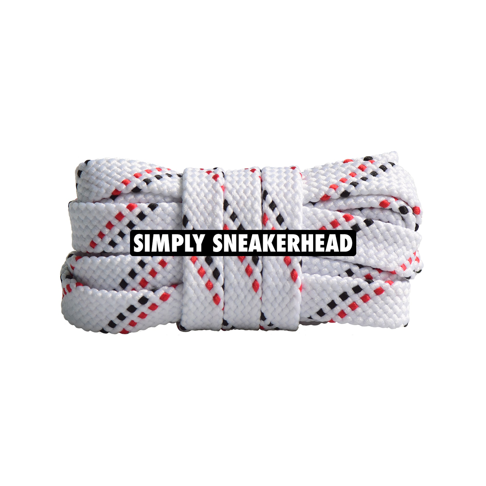 White / Red / Black Premium Pattern Flat Shoelaces