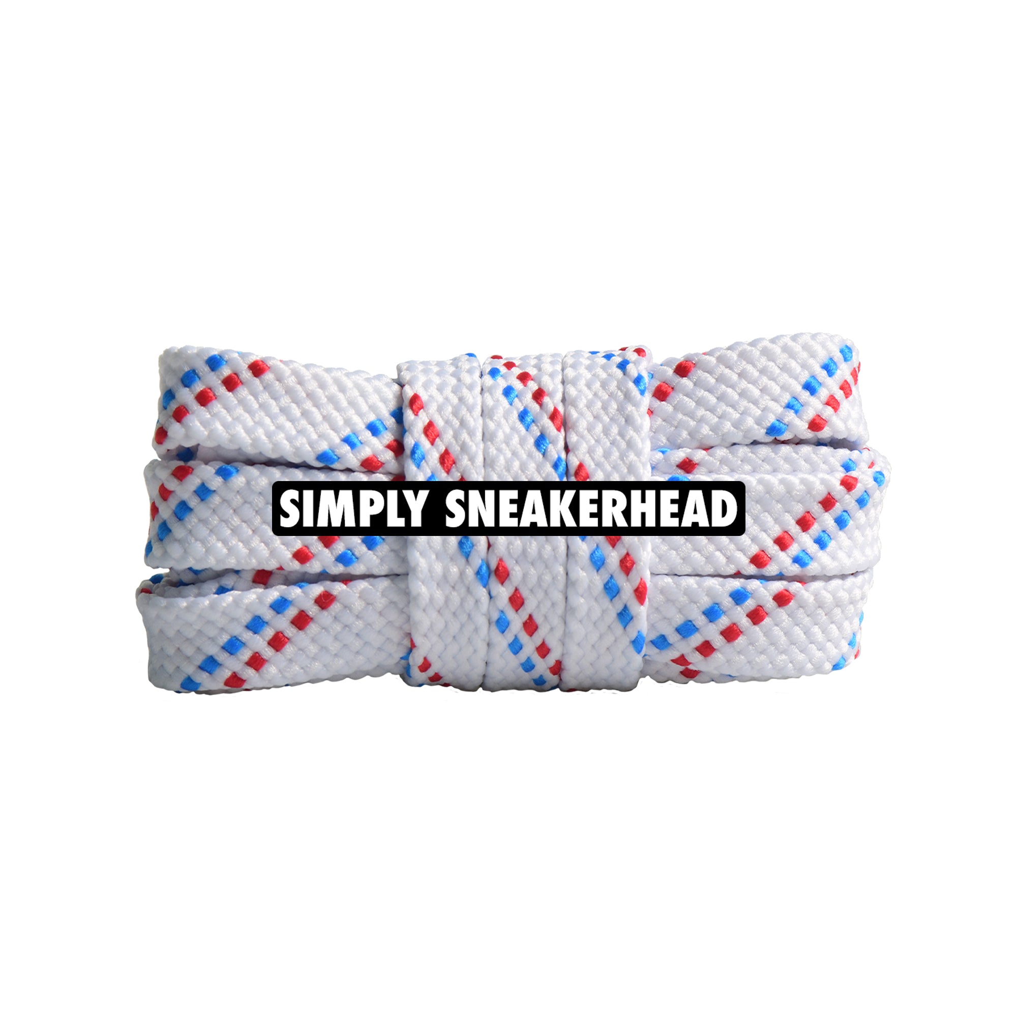 White / Strobe / Red Premium Pattern Flat Shoelaces