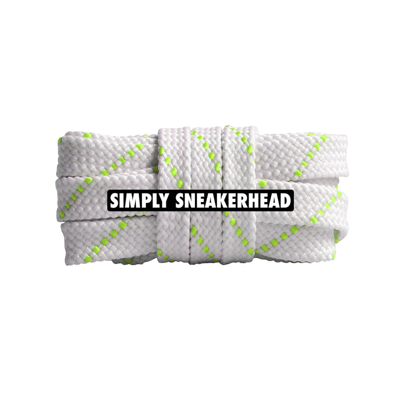 White / Volt Premium Pattern Flat Shoelaces