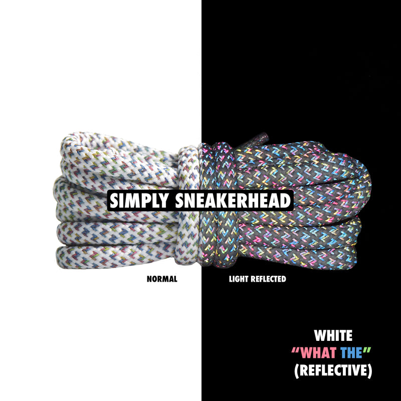 White "What The" Reflective 350 Boost Rope Shoelaces